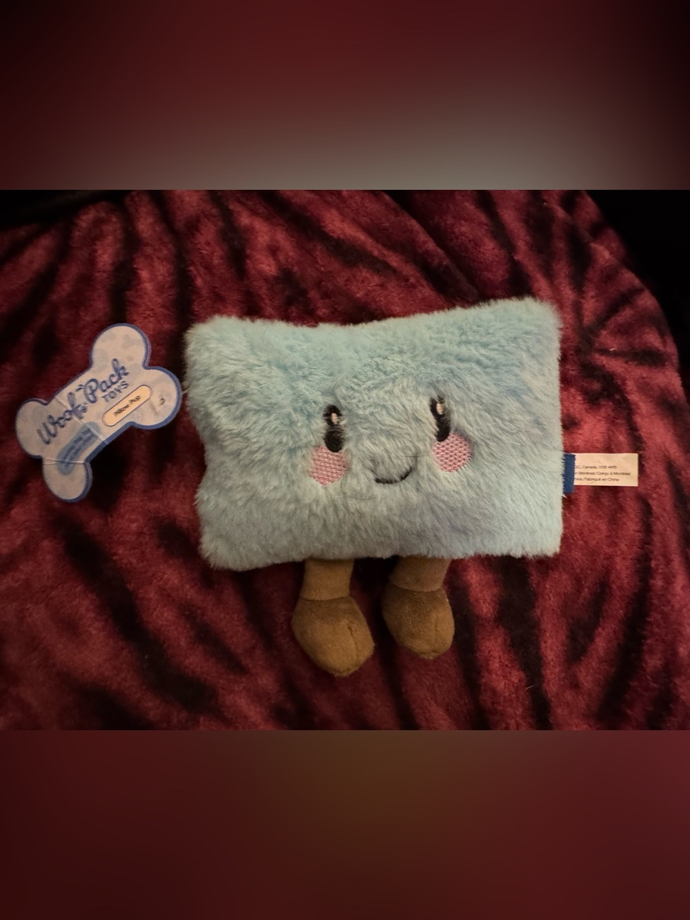 Woof Pack L Dog Toy Pillow Pup NEW blue pillow person super soft & squeaky BARK